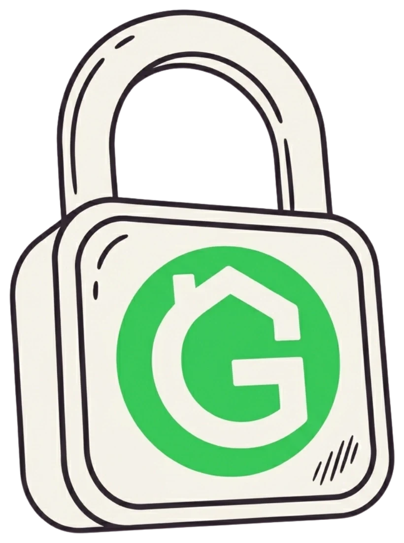 Green padlock bearing the Gazeal G