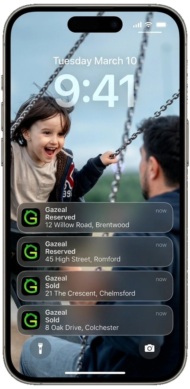 Gazeal reservation and sale notifications on a phone lock screen